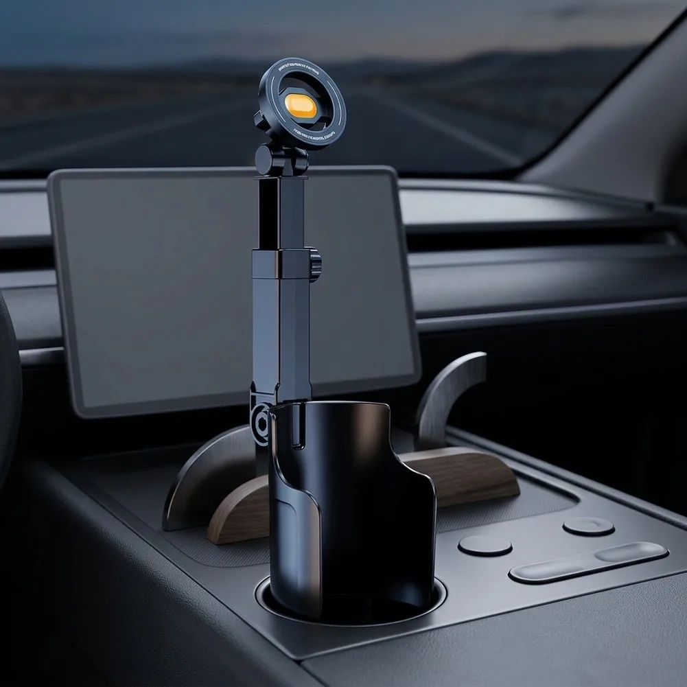 2-in-1 Car Cup Holder Phone Mount 360° Adjustable Magnetic Grip Clip Bracket Car Phone Expander Holder Accessories