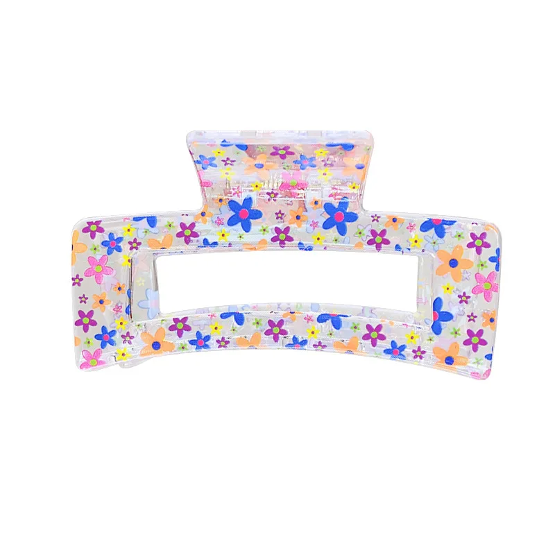 Summer Little Fresh Floral Transparent Grab Clip Hair Card Ins Hairpin Shark Clip Girls Hairpin Hair Accessories