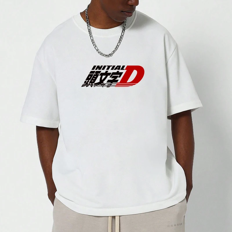 

Men's Cotton T-shirt I-Initial D Logo New in Tops Vintage Y2k Men's Clothing Oversize Short Sleeve Tee Gifts for Boyfriend
