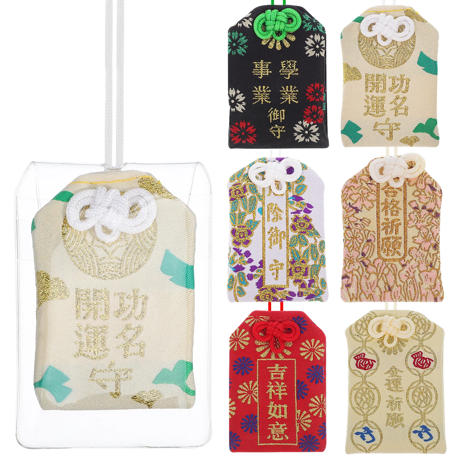 

6 pcs Japanese Charm 26x35cm Fabric Lucky Charms Car Home Office Blessing Bag Good Luck Japanese Amulet Pendant
