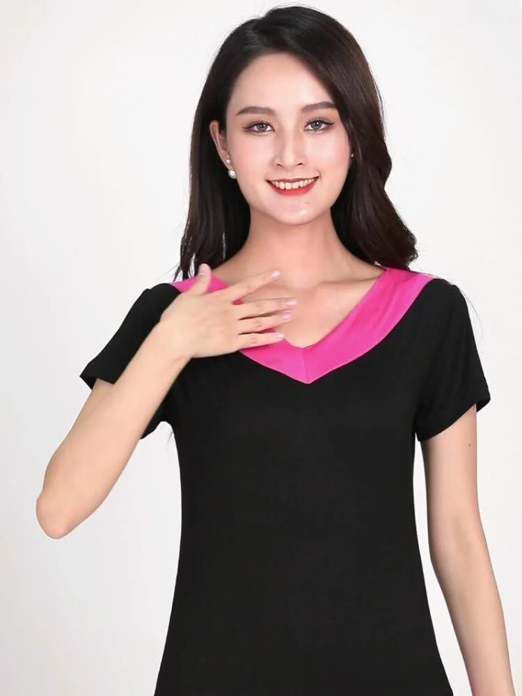 spring-summer-new-modal-v-neck-dance-sport-practice-performance-clothes-women's-square-dance-upper-apparel-short-sleeve