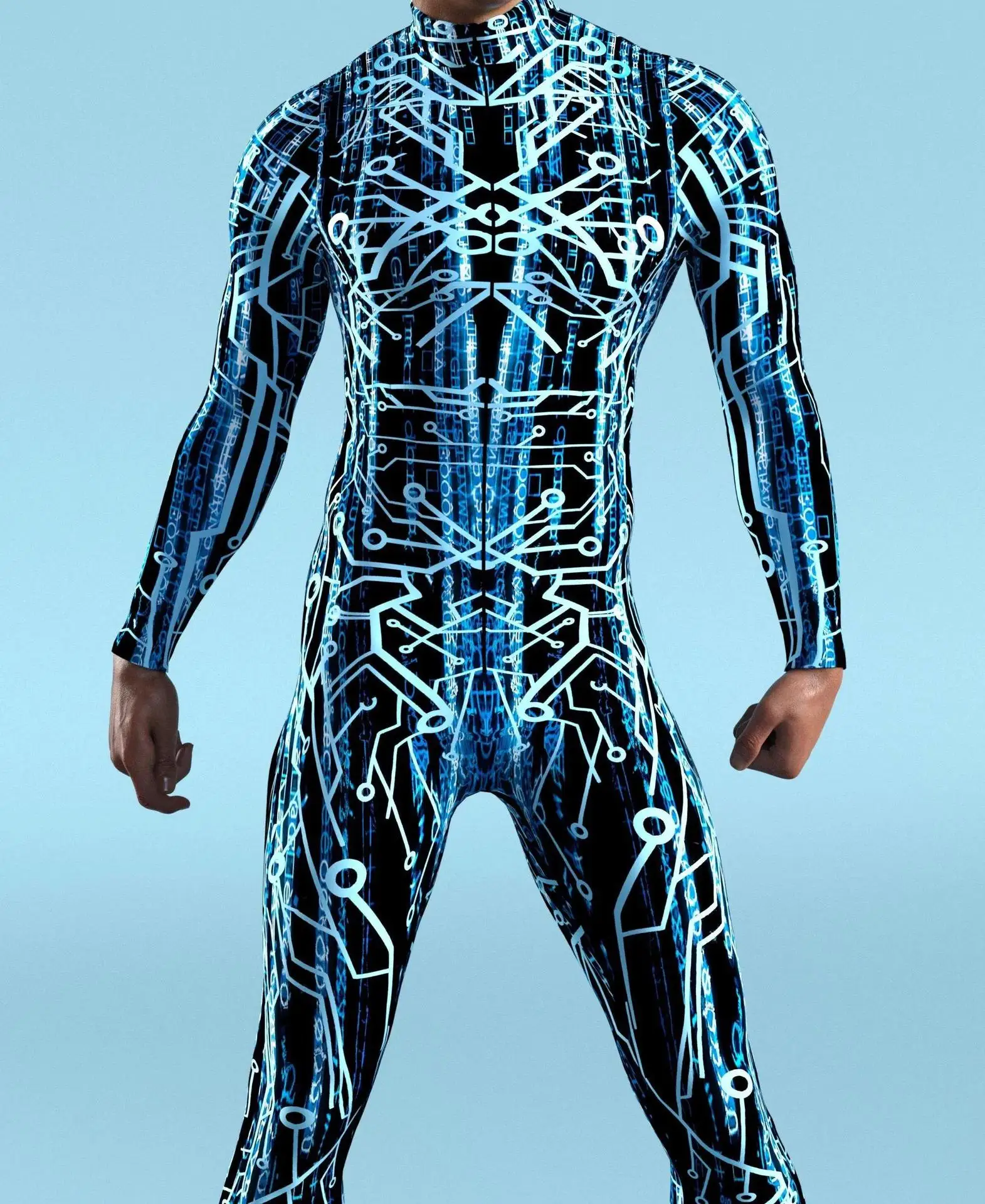 Mechanischer Print-Catsuit für Erwachsene Männer, Reißverschluss-Bodysuit, Zentai-Jumpsuit, Spiel-Party-Kostüm, Damen-Halloween-Cosplay-Outfit 2026 – Detail 20