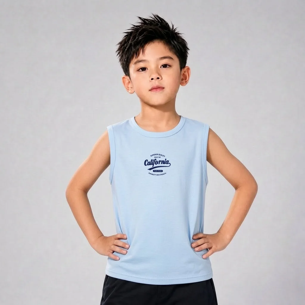 Children California City Vests Boys Sleeveless Breathable T-Shirts Brookly Logo Tank Tops Loose Casual Tees