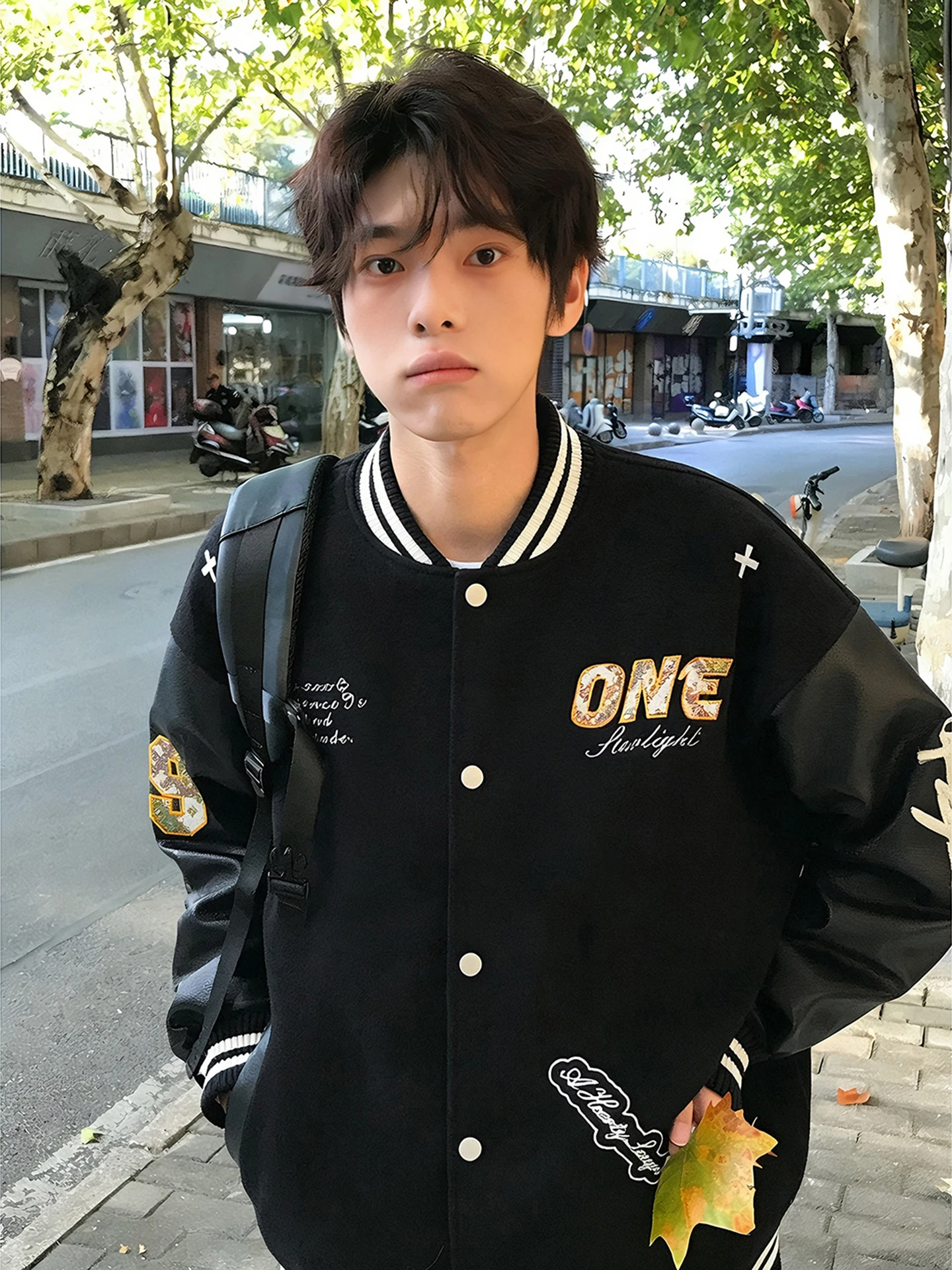 

Мужская бейсбольная куртка American Style с вышивкой, весенний дизайн, кожаные рукава, рабочая одежда, повседневная верхняя одежда