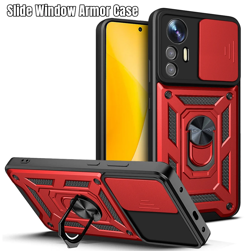 ShockProof Armor Case For Xiaomi Mi 12X 12 11 Lite 5G NE 11T 12S 11X Pro 11i Dual Anti Shock Push Slide Window Magnet Case Cover