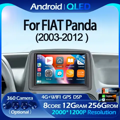 7“ Android 15 Carplay Auto Car Radio Multimedia For Fiat Panda 2003 2004 2005 2006 2007 2008 - 2012 Car Video Stereo Navigation
