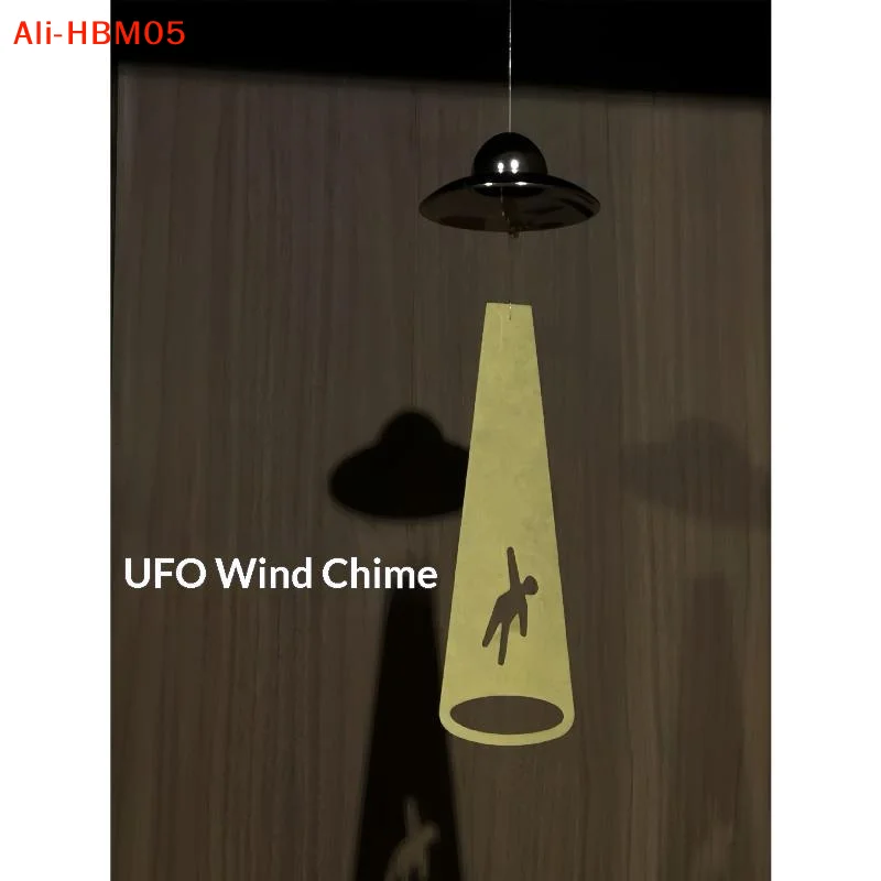 (HB05)Creative UFO Alien Abduction Wind Chime With Shadow Effect And Glowing Design For Home Balcony Patio Decor Space Fan Gift