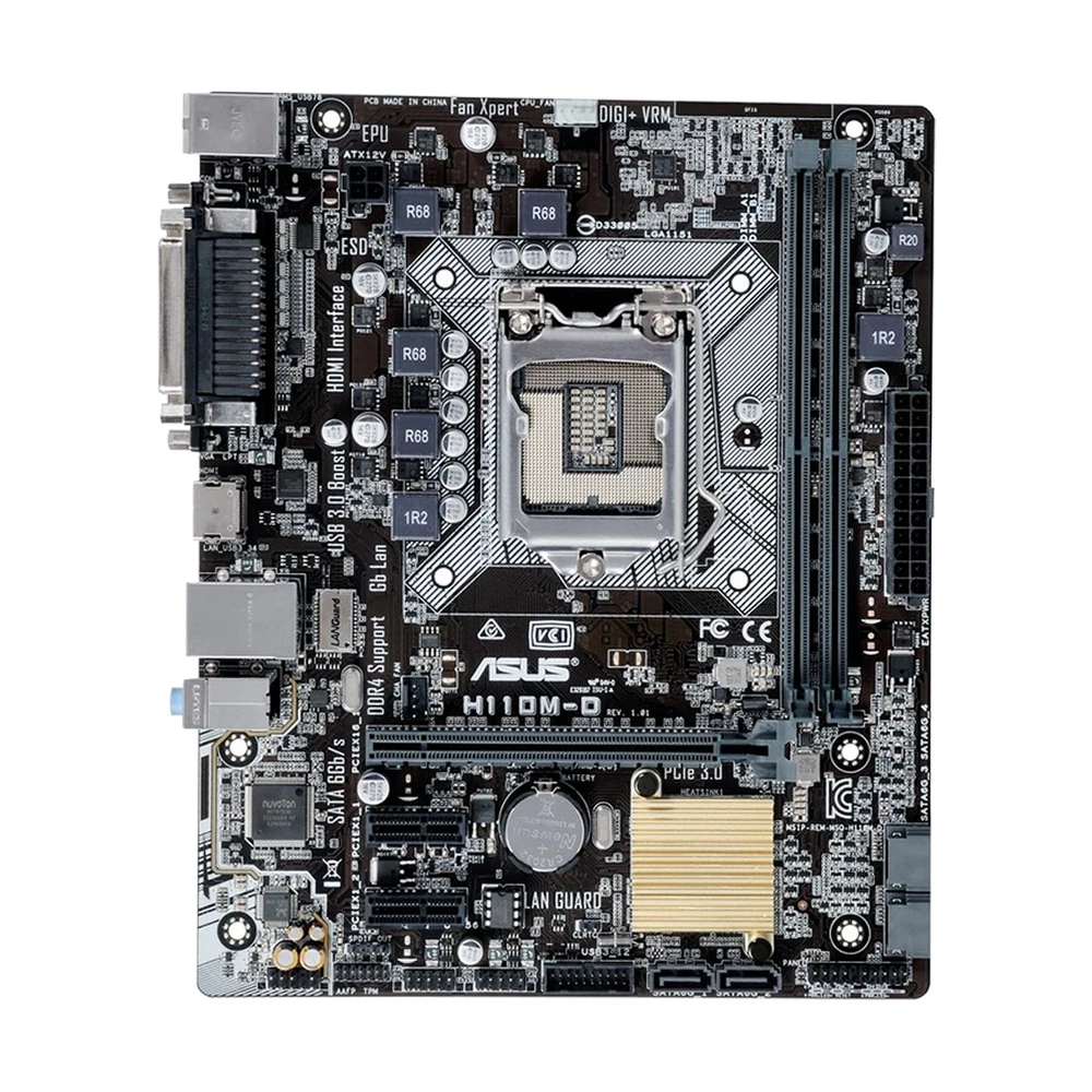 ASUS H110M-D Motherboard LGA 1151 Support i7-6700K 6700 i5-6600K 6500 i3-6300 6100 CPU DDR4 Intel H110 USB3.0 PCI-E 3.0 ATX