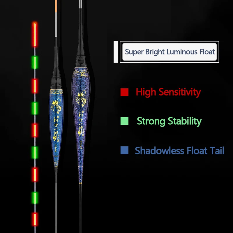 Boya Luminosa electrónica de doble propósito, flotador de pesca LED rápido de alta sensibilidad, Material Nano, día y noche, 1 piezas