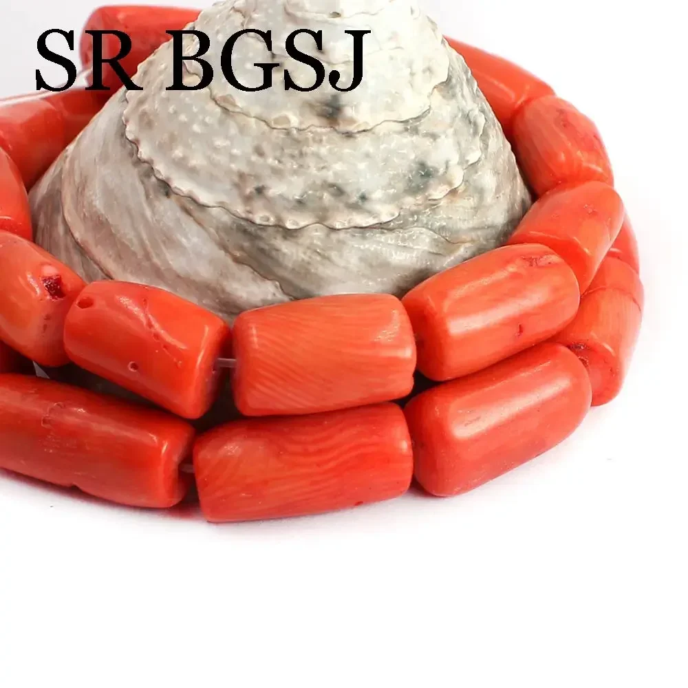 10-12 مللي متر عمود حر حقيقي برتقالي صنع المجوهرات الأحجار الكريمة المرجان الخرز 15 بوصة