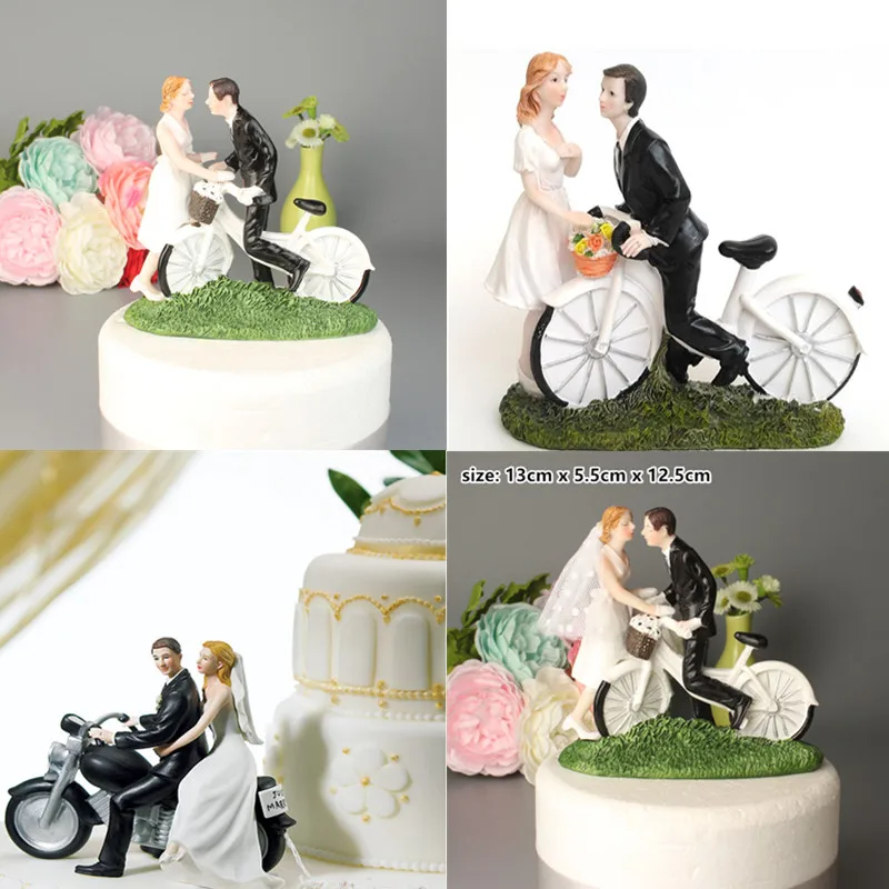 

New Wholesale - Motorcycle "Get-away" Bride and Groom Wedding Cake topper home wedding decoration