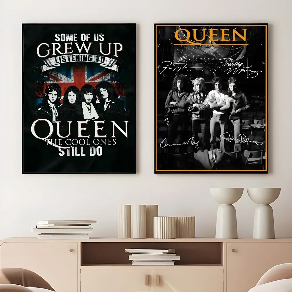 Q-Queen Band Rock And Roll Poster Sticky Wall Art Printing Waterproof Home Living Bed Room Bar Aesthetic Decor