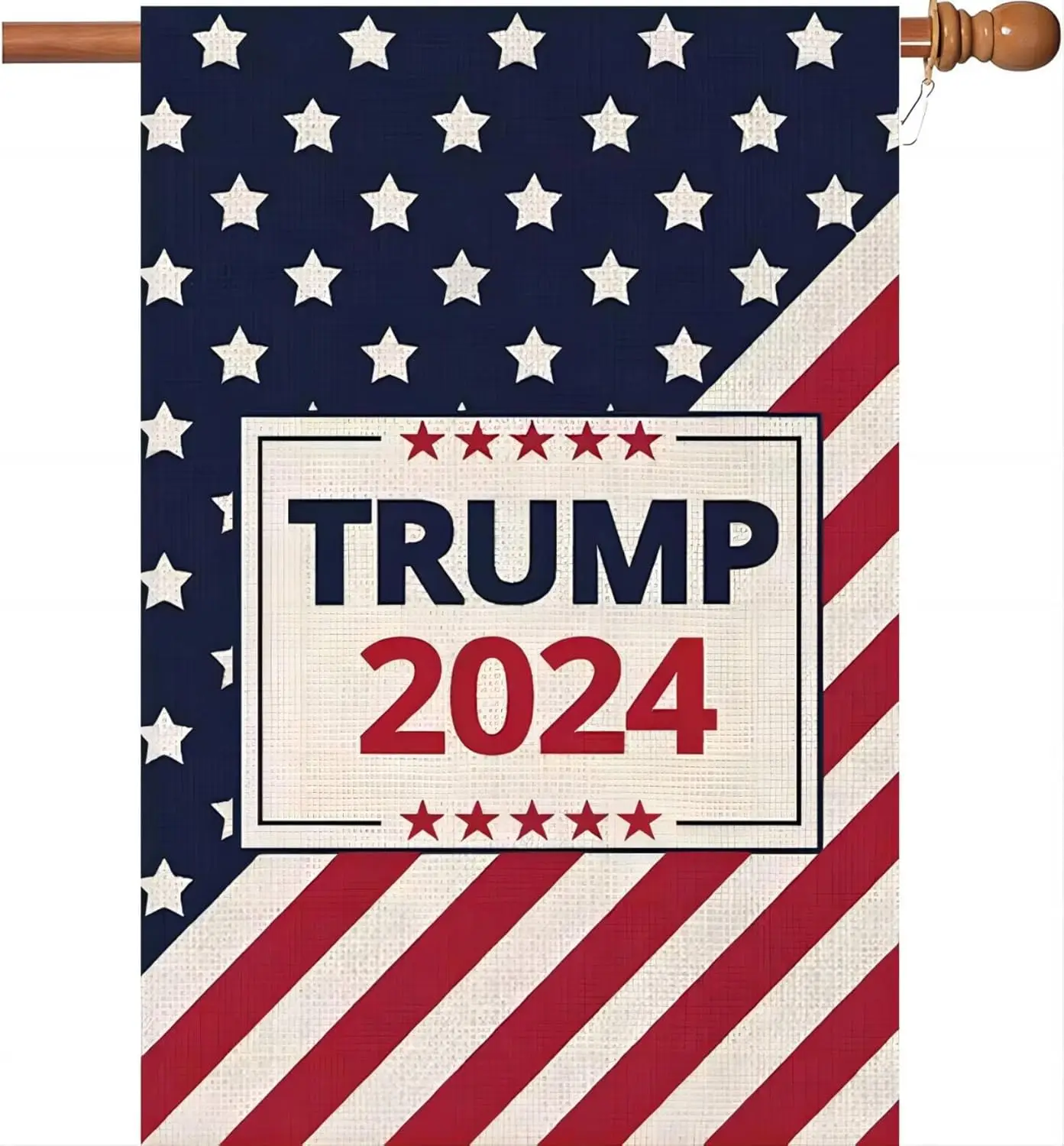 WENWELL Large Donald Trump 2024 House Garden Flags 28 x 40 Inch,Make America Great Again Burlap Yard Sign Decorations,Trump is o