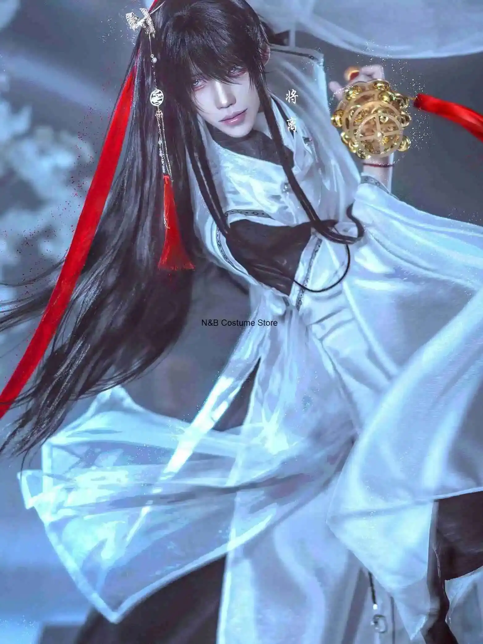 

Jingfeng Evil God Festival Xie Ta Bai Liu Косплей Универсальные белые, черные костюмы Хэллоуин Performance Hanfu TGCF Древний стиль
