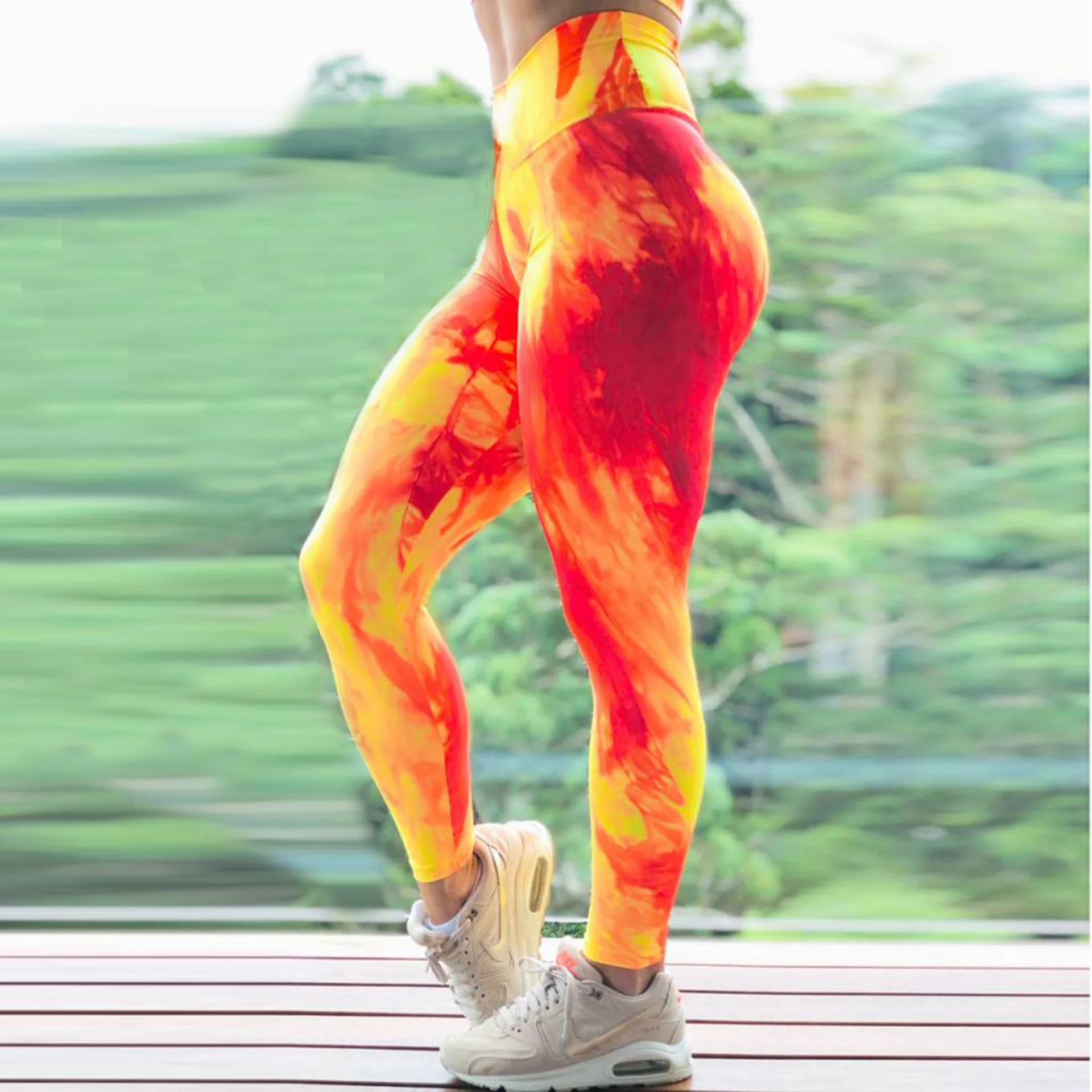 Damski Tie-Dye legginsy gimnastyczne bez szwu Mujer biustonosze Push Up Fitness sportowy wysoki stan trening Youga Leggins zestaw gimnastyczny dla kobiet