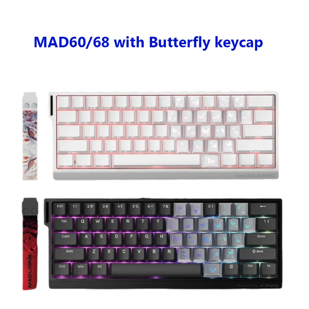 Mad60 Mad68 HE 8k Mechanical Keyboard Magnetic Switch Butterfly Keycap Wired 60% 68% Gaming Keyboards Rapid Trigger Rgb Keyboard
