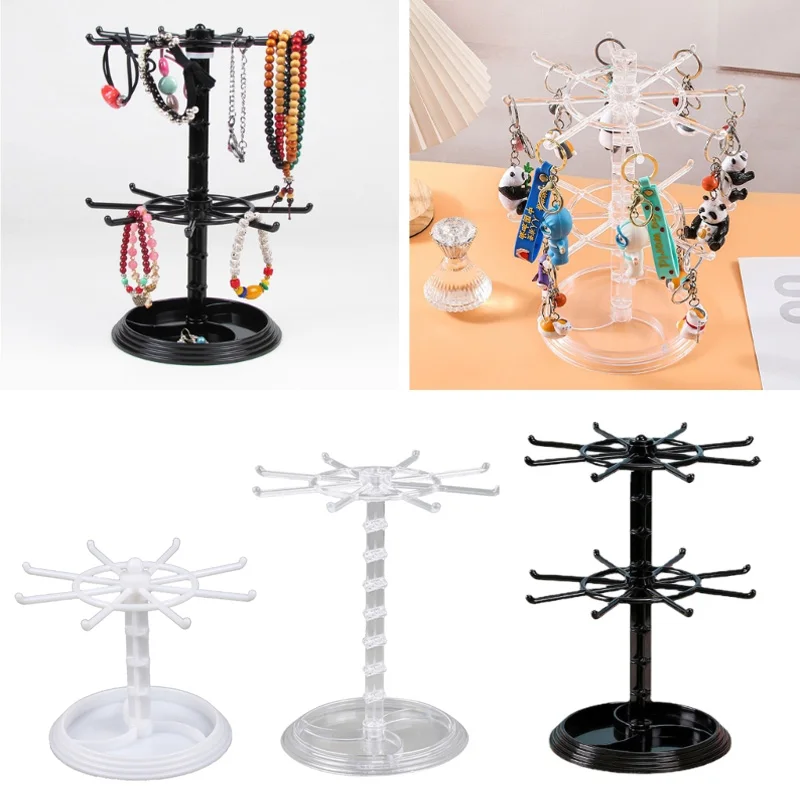 

Keychain Hanger Pendants Display Rack Storage Rack Rotatable Rack Hair Ring Rope Desktop Finishing Holder for Earrings Watch