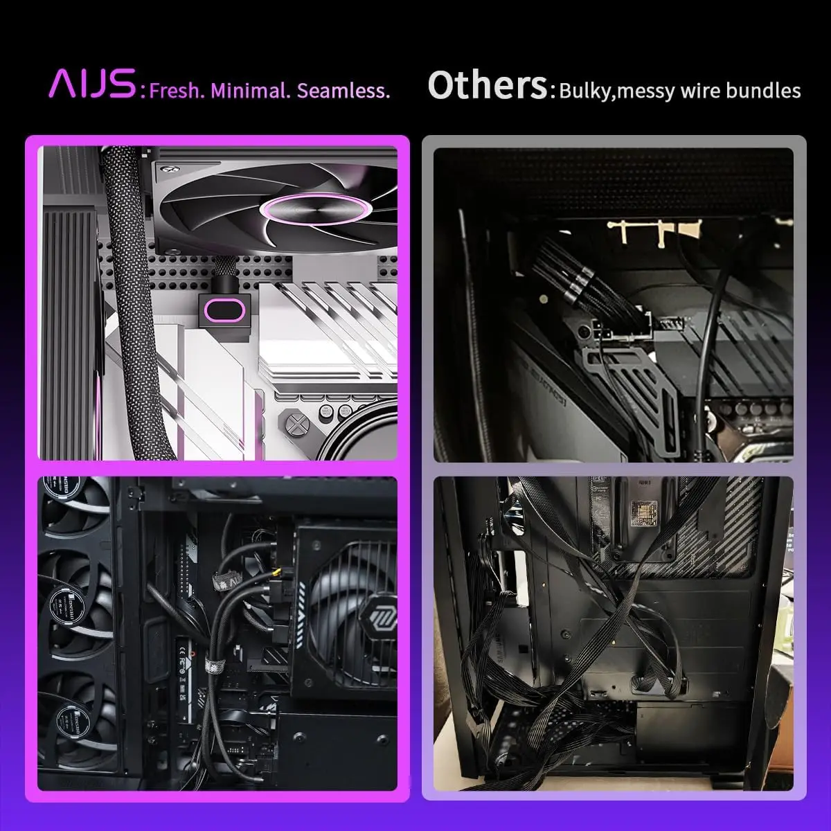AIJS CPU8Pin ARGB Modular Cable, 90°ARGB 8 Pin EPS Cable 18AWG 90° Right-Angle Design Male-to-Male