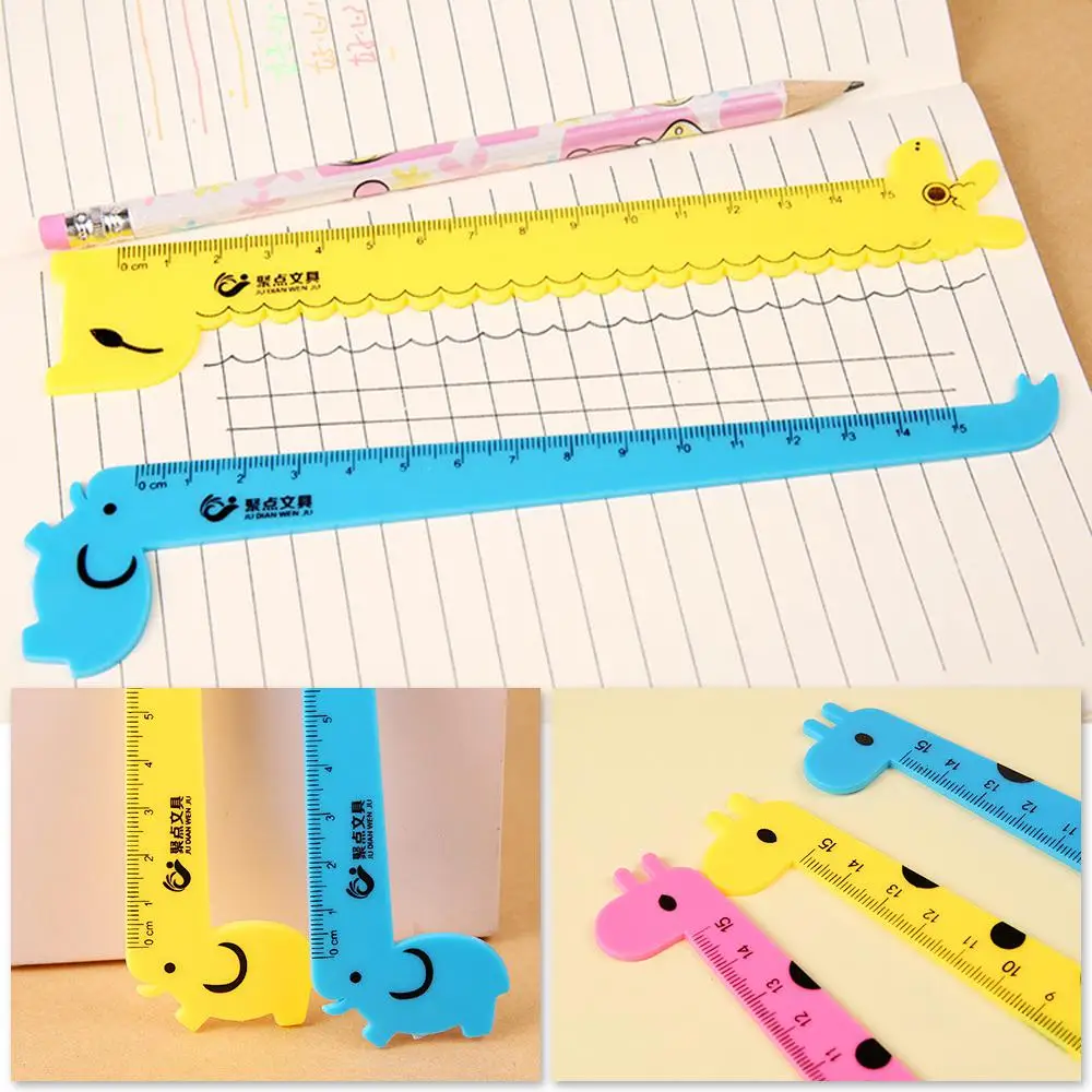 1/5PCS Creative Practical Children\'s Stationery Random Color Shape Cute Animal 15CM Scale Ruler