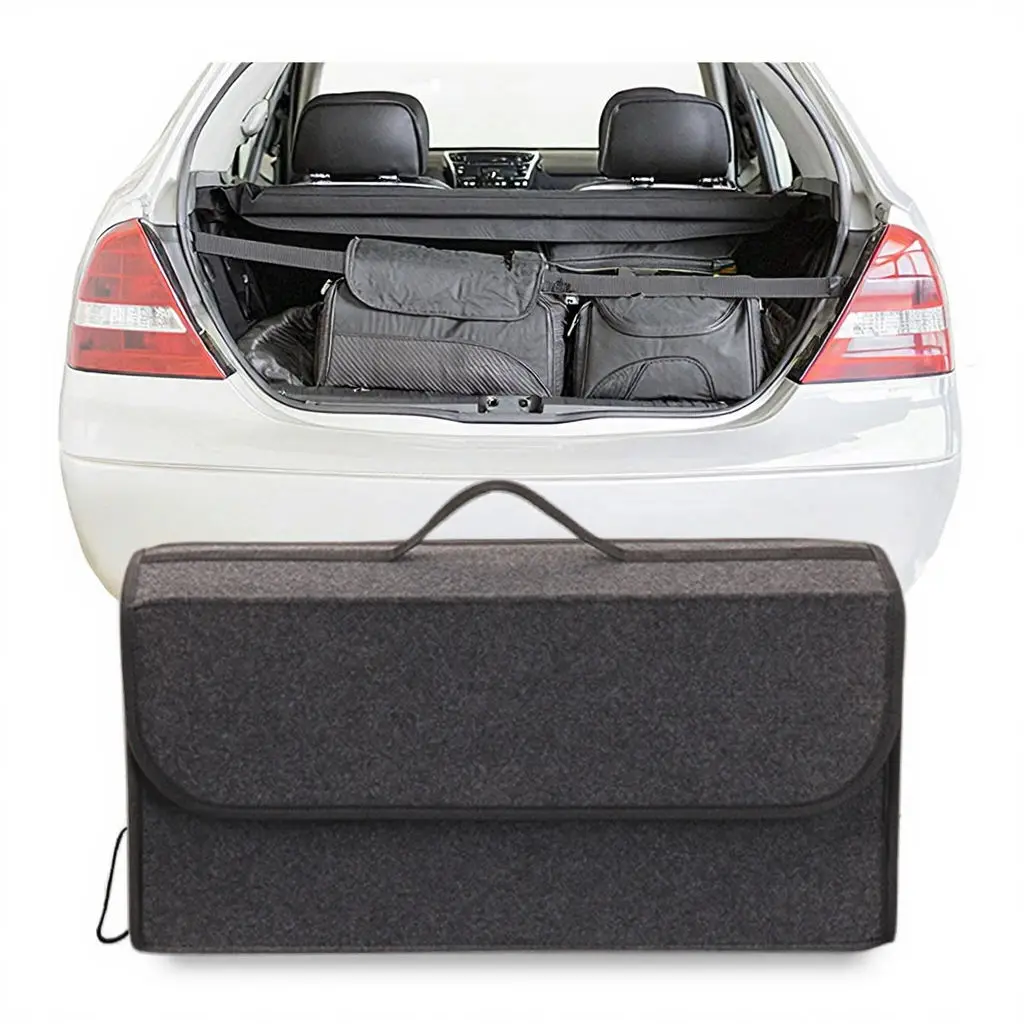 Bolsa Organizadora de Feltro para Porta-Malas de Carro, Dobrável, em Tecido Não Tecido, com Alça Portátil, Resistente ao Desgaste, Caixa de Armazename