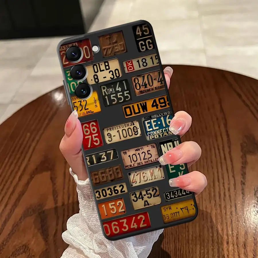 Case for Samsung Galaxy A24 A55 A32 A36 A22 A52 A41 A25 A71 A26 A72 A51 A73 A23 A53 A35 Black Soft Phone Cover Retro License