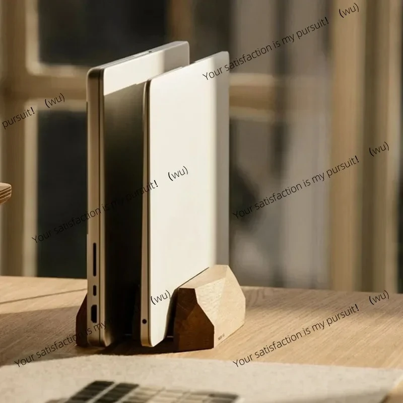 ZOCI-Solid Wood Extended Laptop Stand Double-Layer Adjustable Desktop Organizer Anti-Slip and Shock-Absorbing Design Ergonomic