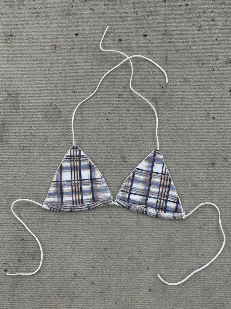 مجموعة بيكيني مربعات عالية الخصر مجموعة جمالية كلاسيكية قابلة للتعديل برباط للشاطئ وحمام السباحة