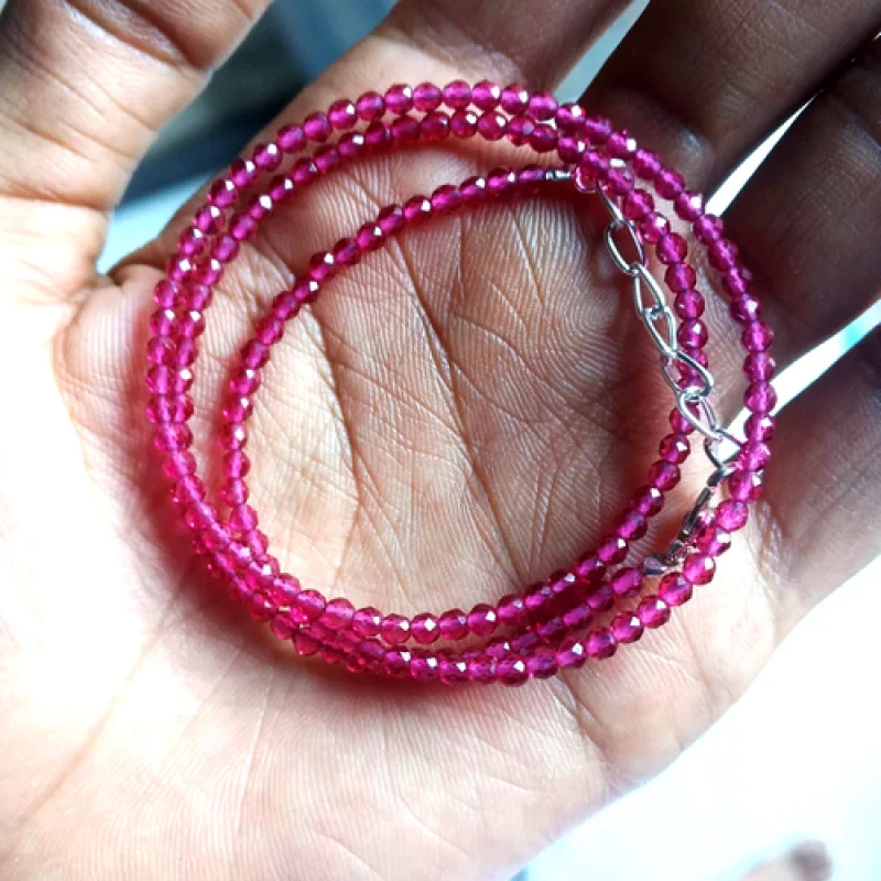 

Ожерелье из натурального розового цвета с гранеными круглыми бусинами Rondelle Ruby, размер 2 мм