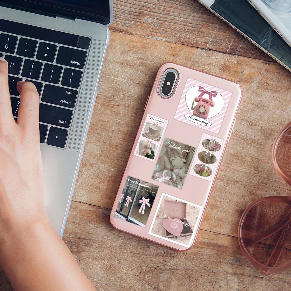 30 szt. Naklejek w stylu Ins, różowe, z motywem baletu, do telefonu, laptopa, albumu, walizki, kasku, DIY, estetyczne naklejki z kreskówkami