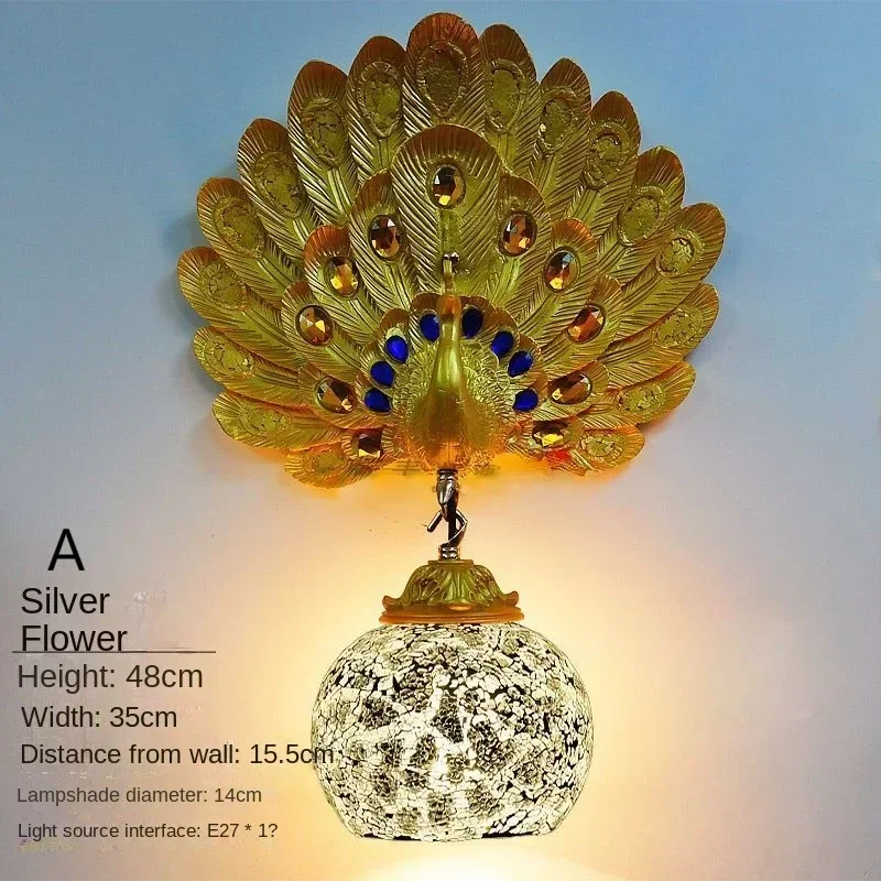 Wall Lamp Bohemia Peacock Wall Lamp Bedside Wall Lamp Bar Decoration Lamps for Living Room