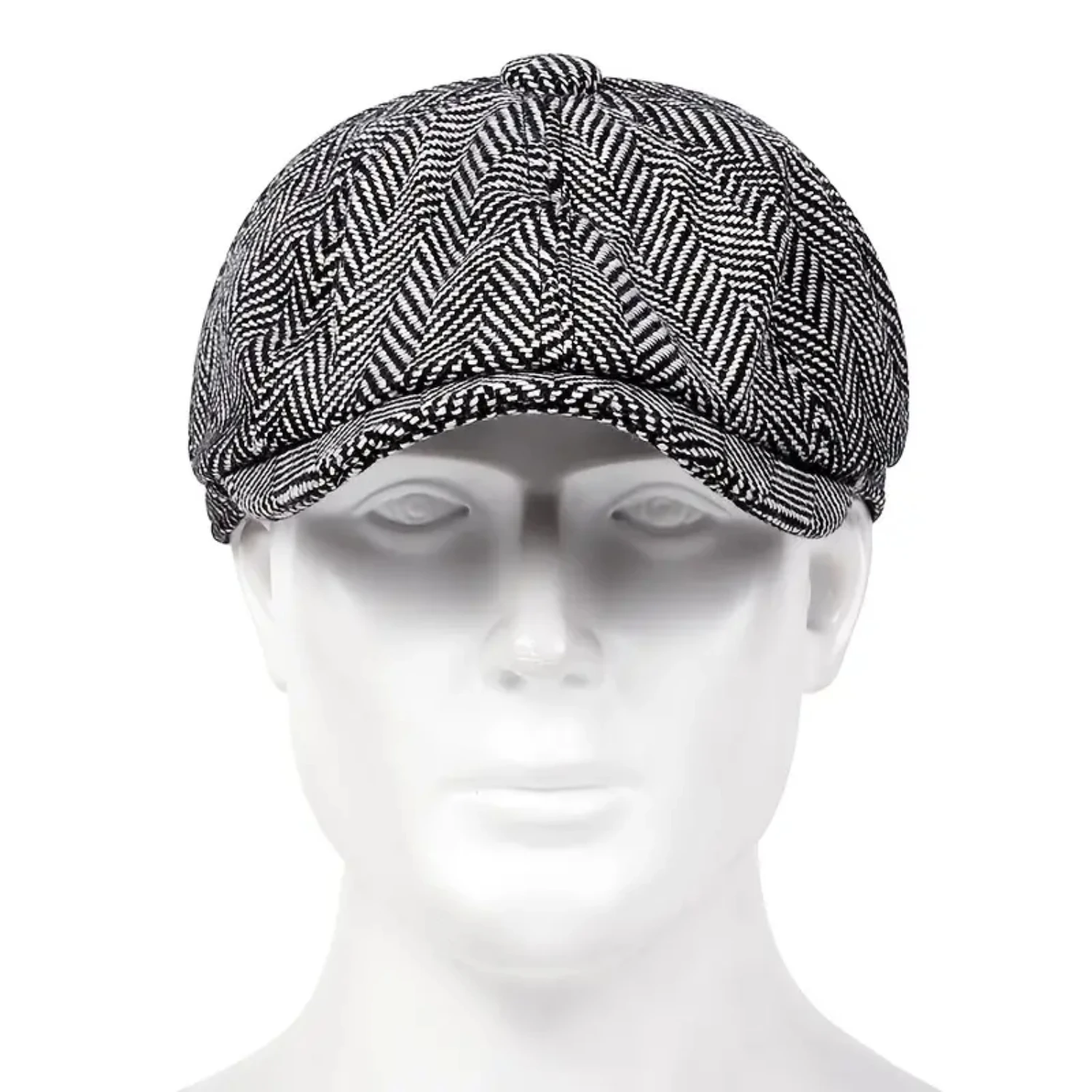 Sophisticated Chunky Vintage Herringbone Knitted Beret for Men - The Perfect Fashion Statement for Fall and Winter. A Timeless,