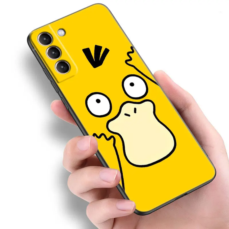 Psyduck Pokemon Phone Case For Samsung Galaxy S23 S22 S21 Ultra S20 FE 5G S10E S10 Lite S8 S9 Plus S7 Edge Black Cover