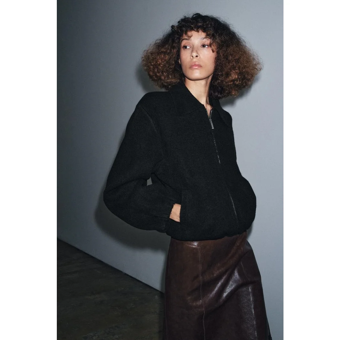 حصيرة Sle المرأة الطيار Jaet محبوك طويل Sve سستة معطف الخريف الشتاء وصول جديد تصميم بسيط ألياف البوليستر