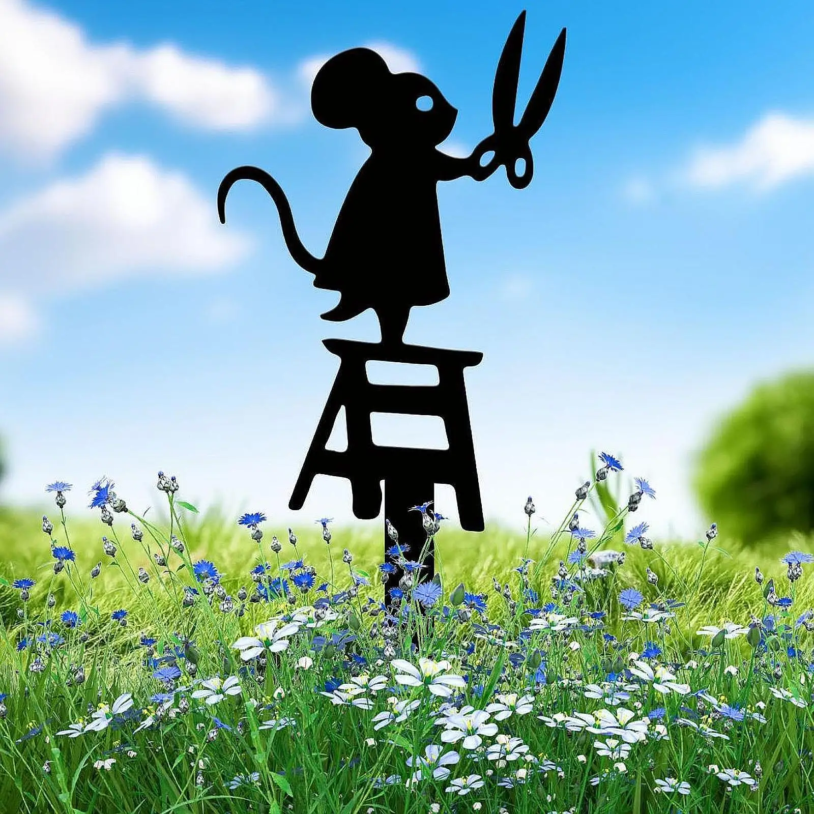 

Mouse Garden Stake Holiday Black Mouse Silhouette для дорожки, патио, балкона