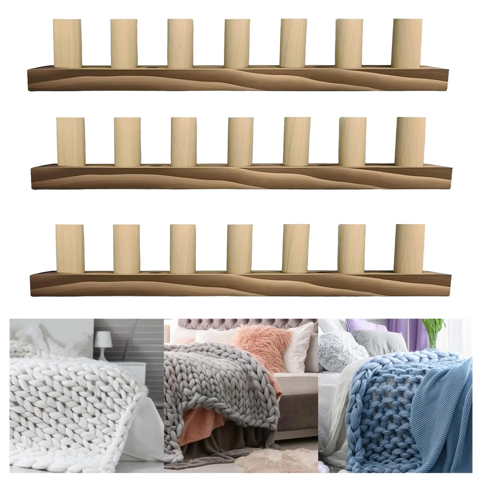 

Handcrafted Chunky Knit Blanket Loom Adjustable Wooden Frame Weaving Loom Tool for Home DIY Throw Blanket