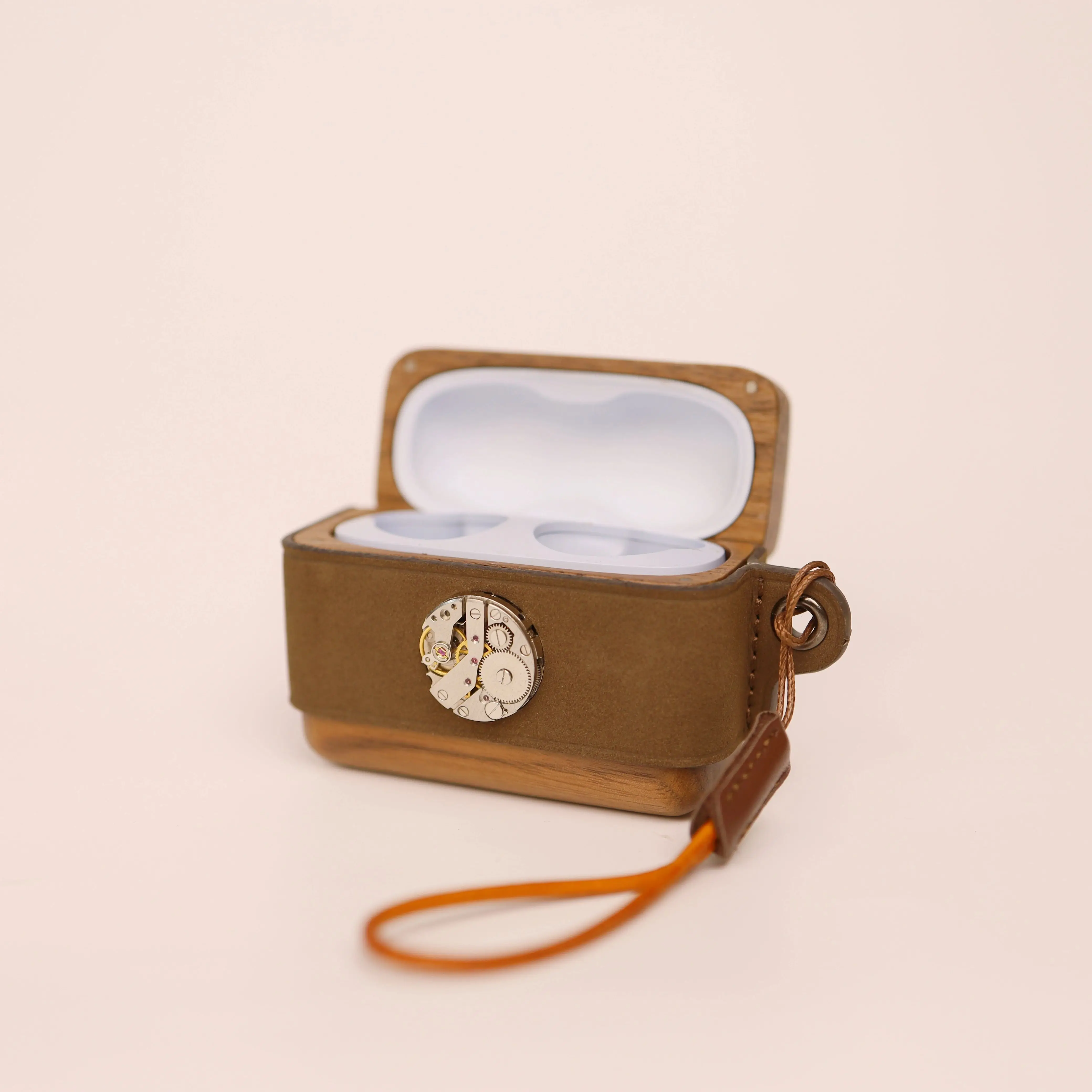 Ręcznie robione drewniane etui skórzane na słuchawki Bowers & Wilkins PI8 / PI6 – Retro orzechowa obudowa ochronna dla B&W — zdjęcie produktu 2