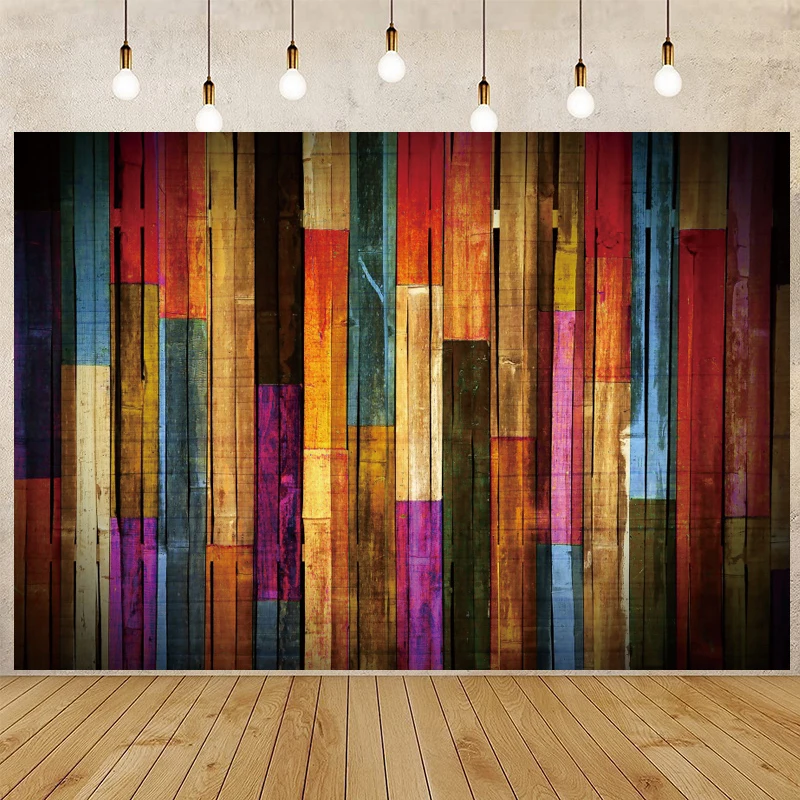 Colorful Old Wooden Floor Wall Photograhy Background for Newborn Baby Shower Kids Portrait Backdrop Photo Studio Decor Props