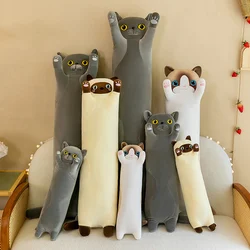 50-130cm Giant Gray Long Cat Plush Pillow Kawaii Soft Stuffed Toy Plushies Squishy Sofa Cushion Decor Birthday Gifts For Girls