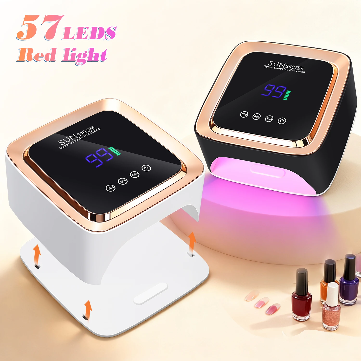 Professional 180W UV LED Nail Lamp 57 LED Light Beads Rechargeable Nail Dryer Quickly Gel Nail Polish For Manicure Tools