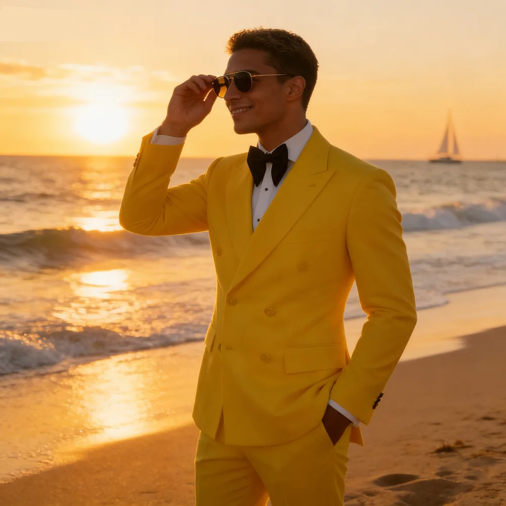 

Men's Slim Fit 2-Piece Wedding Tuxedo Smart Casual Notch Lapel Blazer And Pants Set for Party And Dance Events