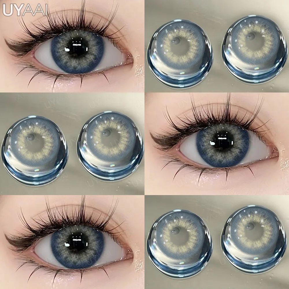 UYAAI 1 Paar farbige Kontaktlinsen für Augen, natürliche Modelinsen, graue Schönheit, Schüler, blaue Augenlinsen, Kosmetik, weiche Linsen – Detail 18