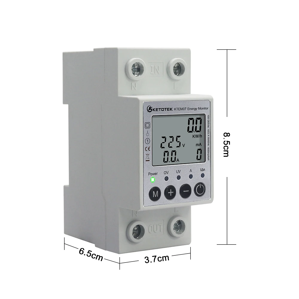 Medidor de energía inteligente Tuya, 63A, 220V, Wifi, de Riel Din vatímetro, potencia de Kwh, comsunción, monofásico