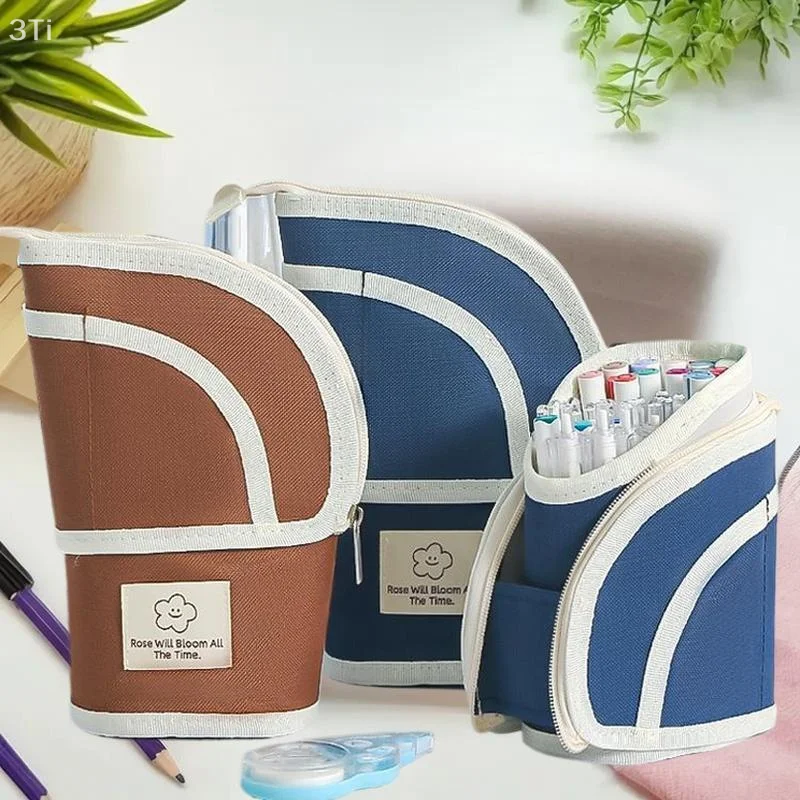 الحد الأدنى 2 في 1 حقيبة القلم قابل للسحب المحمولة الإبداعية سعة كبيرة مقلمة قابل للسحب الدائمة حامل قلم القرطاسية