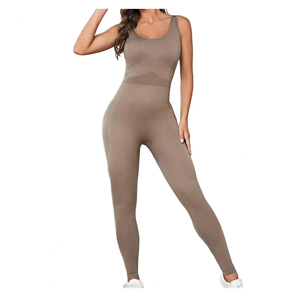 

Dance Fitness Outfit Women's Sexy Yoga Gym Jumpsuit U-neck Sleeveless Criss-cross Backless Athletic Romper Fitness Clothing