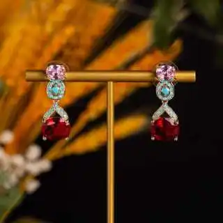 hibride-新しい眩しいエレガントな赤いイヤリング女性のドレスの装飾ライト高級ジュエリーナイジェリア結婚式ホリデーパーティーギフト-e373