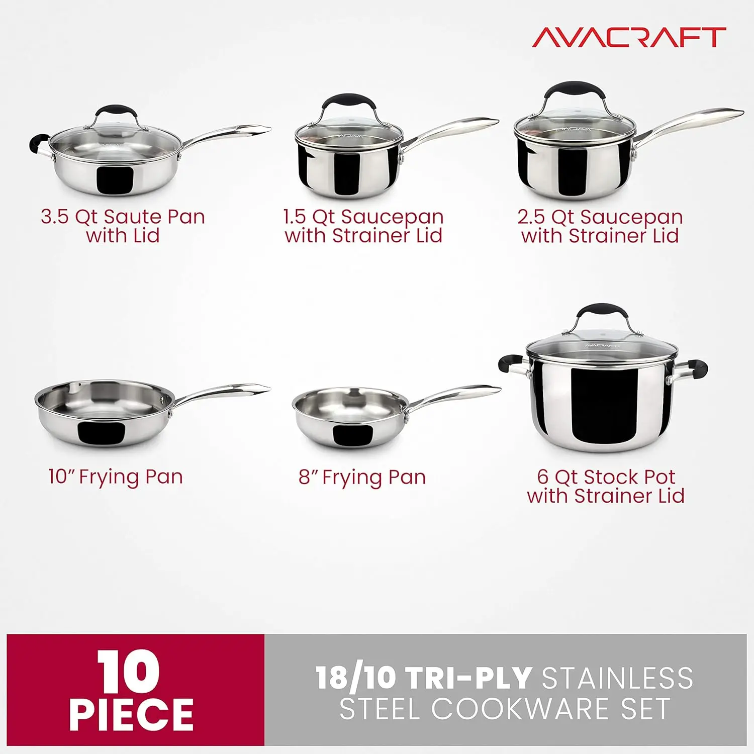 18/10 Stainless Steel Cookware Set, Premium Pots and Pans Set, Kitchen Essentials for cooking, Multi-Ply Body Stainless