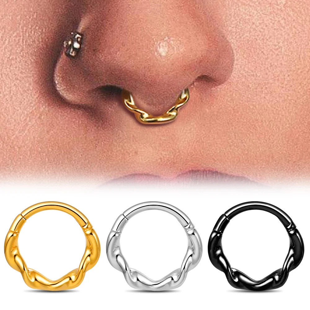 Giga 316 Stainless Steel Chinese Style Twine Shape For Body Piercing Carabiner For Unisex Nose Earring Piercing