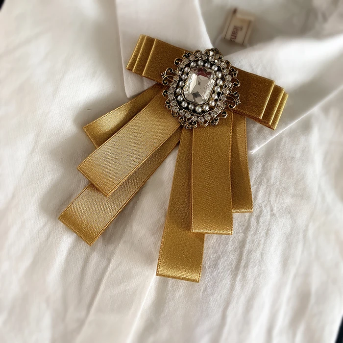 الكورية الشريط مانين ربطة القوس فيونكة دبابيس للنساء كريستال حجر الراين ربطة العنق دبابيس بذلة نسائية قميص color الملابس والاكسسوارات #3