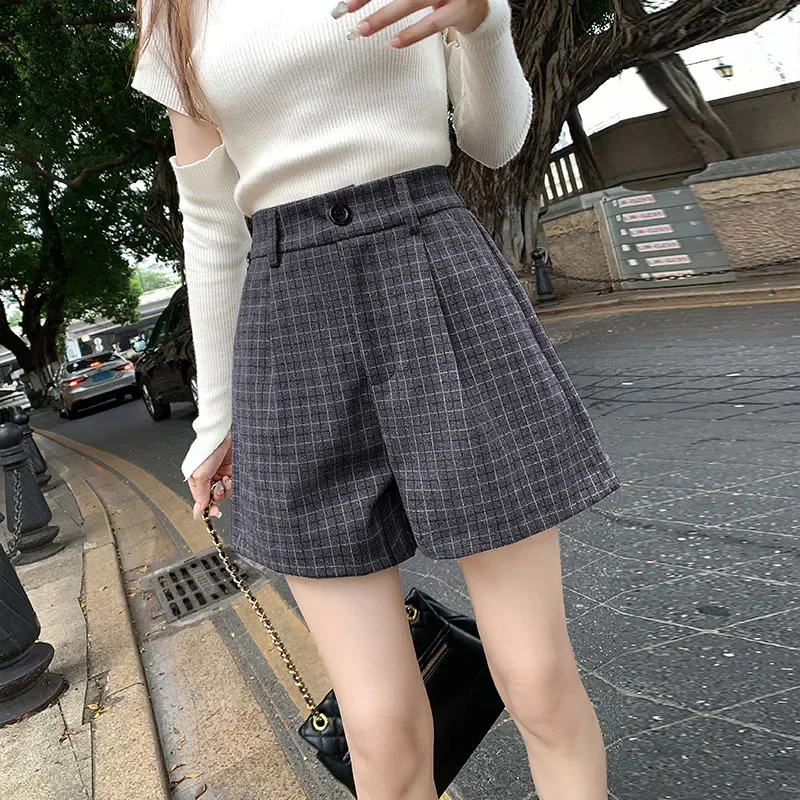 

Ladies Fashion Casual Lattice Woolen Cloth Booty Shorts Women Clothing Girls High Waist Womens Shorts Female Sexy Clothes 77034