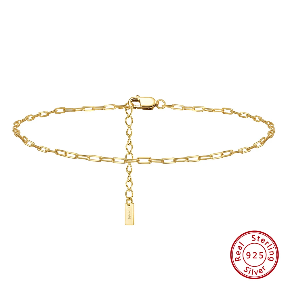 ORSA JEWELS Fußkettchen aus 14 Karat Gold, 1,2 mm, italienische kubanische Kette für Damen, 925er Sterlingsilber, feines Sommer-Strand-Fußarmband, Fußkettchen SA43